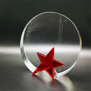 Fashion pabrik disesuaikan kaca organik transparan bintang lima runcing bintang personalisasi Piala Kristal