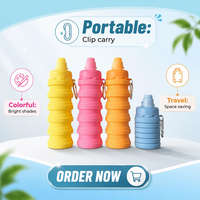 Bouteille d'eau pliable en silicone au design original pour le camping, avec bouchon à vis, pour adultes et randonnée, marque privée
