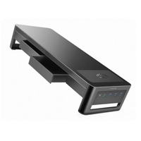 Monitorstandaard met USB 3.0 Hub, draadloze oplaadpad, bureau-organizer, lade en computerlaptophouder voor thuiskantoor