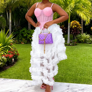 Ensemble 2 pièces pour femmes, haut décontracté et jupe asymétrique en maille, tendance - Product Image 1