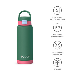 Design Bpa Free Water Bottle Sport Stainless Steel <b>Flasks</b> Vacuum <b>With</b> Lid <b>Straw</b> - Product Image 2