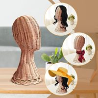 Présentoir pour perruques de comptoir Boutique Store Présentoir pour chapeau Présentoir en rotin pour tête de mannequin