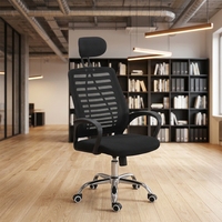 Chaise de bureau pivotante ergonomique moderne en maille à dossier haut avec appui-tête réglable en hauteur pour salle d'étude et bureau