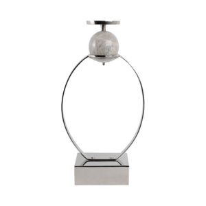 Sculptural Candle Holder With Marble Sphere Accent Elegant Pillar <b>Candlestick</b> For Table Centerpiece Or Entryway Decor - Product Image 5