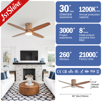 Ventilateur de plafond lumineux 1stshine pour chambre à coucher, 4 pales en MDF, intelligent, moderne, DC LED, 52 pouces, avec lampe