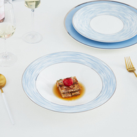 Ensembles de vaisselle de Style chinois assiette de chargeur nordique bol de nourriture plat à beurre ensemble de théière en porcelaine ensemble d'assiettes à manger assiettes de restauration