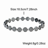 Bracelet en hématite fait main pour homme, perles octogonales, tissé géométrique, mode porte-bonheur, vente en gros