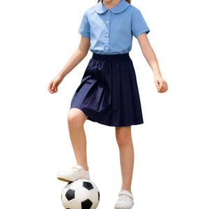Chemisier d'école primaire col arrondi manches courtes filles blanc chemise facile haute qualité doux respirant personnalisé enfant uniforme scolaire - Product Image 2