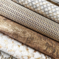 Tissu de rideau bleu bronzé, textile de maison, tissu de rideau de luxe jacquard avec fil lurex doré, matériau supplémentaire pour rideaux de salon