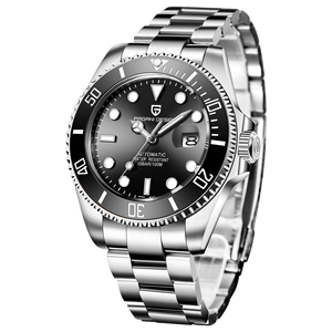 PAGANI DESIGN Montre mécanique automatique pour homme Cadran bleu Lunette dorée Bracelet en acier inoxydable 40 mm Sport Diver Résistant à l'eau 100M - Product Image 4