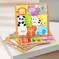 Blok Bangunan Hewan Gila Montessori Permainan Puzzle 3D Kognitif Mencocokkan Mainan Edukasi untuk Anak Laki-laki Perempuan