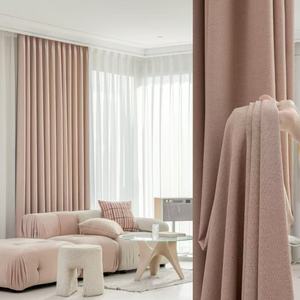 Cortinas opacas altas de lino y poliéster de Color rosa de lujo a la moda para sala de estar, Hotel, dormitorio, ventanas - Product Image 6
