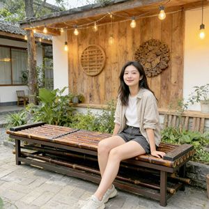 Bamboo Patio Bench 1560*450*460 Durable Rustic Design For Outdoor Use Custom Made - Product Image 1