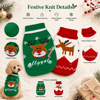 Pull de Noël pour chien, vêtements tricotés chauds pour animaux de compagnie, motif renne et flocon de neige, tenue de vacances automne-hiver, vente en gros