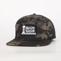 BSCI alta calidad Parche de goma Logo 7 paneles camuflaje poliéster Gorras deporte al por mayor personalizado corte láser agujero ala plana Snapback Cap