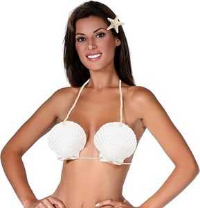 Sexy <strong>Mermaid</strong> <strong>Seashell</strong> Swimsuit for Summer Beach Party Natural Sea Shell Charm Bikini <strong>Seashell</strong> Bra With Starfish Hair Clip - Product Image 2
