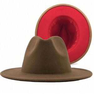 Sombreros Fedora de Fieltro de Lana con Base Roja, Sombrero Fedora de Dos Tonos para Invierno, para Mujer - Product Image 6