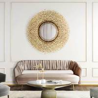 Miroir de design mural en cuivre de luxe-Moderne fait à la main, écologique pour le salon de la villa, style de l'entrée de la