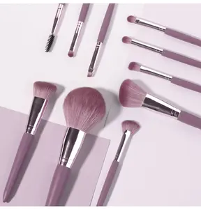 Fashionable Makeup Brush Set 10Pcs With Bag Purple Foundation Powder Eye Shadows Blush Makeup Brushes Custom Logo Wholesale