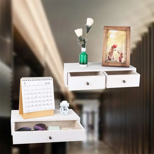 Personalizado Branco 3 peças conjunto gavetas flutuantes de madeira Nightstand Wall Storage Flutuante Prateleiras Gavetas rústico madeira flutuante gavetas
