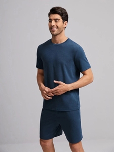 Wholesale Custom Cozy Soft <strong>Men</strong> Pajamas Set Short Sleeve <strong>Mens</strong> Loungewear Sleepwear T-shirt Tee <strong>Pyjamas</strong> - Product Image 3