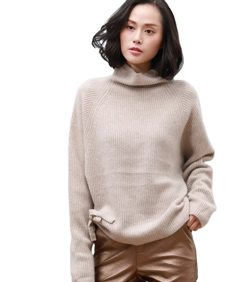 Mongolian cashmere luxury sweater turtleneck new design custom knitted cashmere sweater