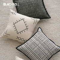 Housse de coussin moderne de luxe en lin polyester jacquard pour canapé, taie d'oreiller texturée pour l'intérieur, décoration de salon, fournitures pour hôtels