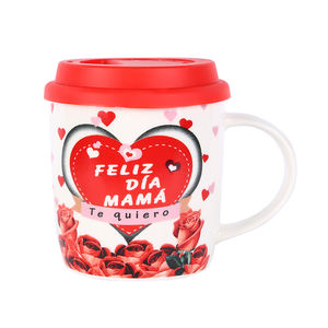 Taza de café de cerámica con logotipo personalizado en español, juego de regalo para el día de la madre con tapa de silicona - Product Image 6