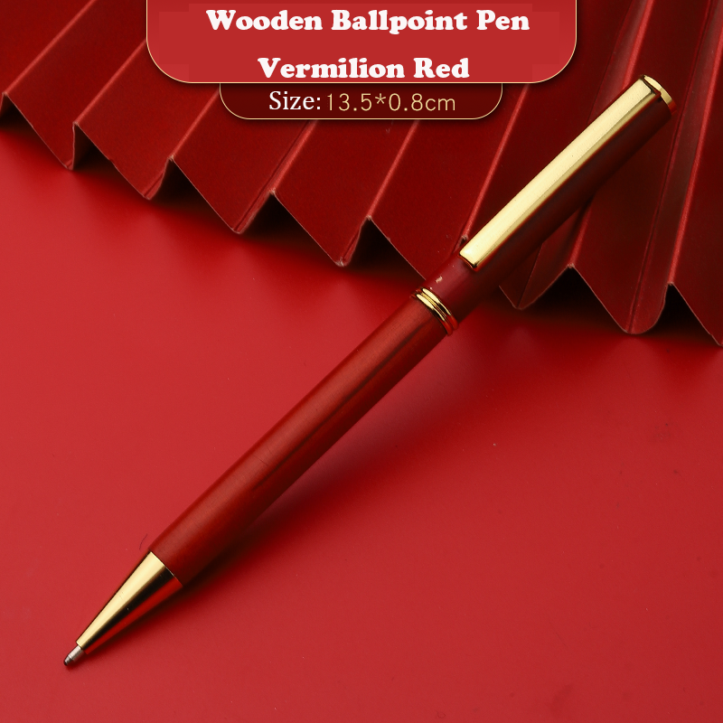 Wooden ballpoint pen - vermilion red