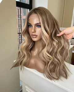 Long Lasting Ombre Blonde Brazilian Water Wave Lace Front Full Lace Human Hair Wigs Honey Blonde For High Ends Markets