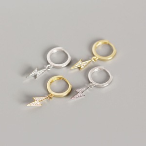 2020 Nouveau 925 Sterling Argent luminaire <span class=keywords><strong>flah</strong></span> forme avec diamant cz hoop boucles d'oreilles bijoux - Product Image 1