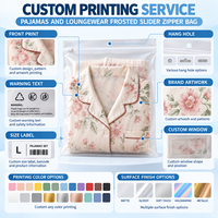 Sac de vêtements personnalisé avec fermeture éclair coulissante givrée, résistant à l'humidité, pour pyjamas et vêtements de détente, impression par gravure, matériau PA+PE mat