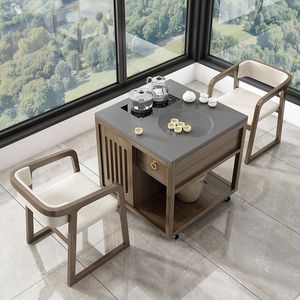 Solid Wood Tea <b>Table</b> <b>Small</b> Household Modern Chinese Style Movable Tea Brewing <b>Table</b> Living Room Office Use - Product Image 1