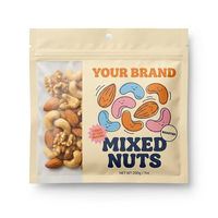 Sachet Doypack Personnalisé avec Logo, Fenêtre, Qualité Alimentaire, Mat, Scellé sur Trois Côtés, en PET/PE, pour Emballage de Noix Mélangées, Fruits Secs et Snacks – Vente en Gros