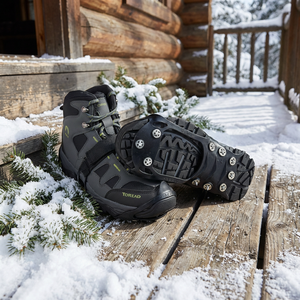 <span class=keywords><strong>Chaussures</strong></span> d'hiver à haute respirabilité avec semelle extérieure en caoutchouc antidérapante <span class=keywords><strong>Crampons</strong></span> de neige de sécurité <span class=keywords><strong>Crampons</strong></span> de glace <span class=keywords><strong>pour</strong></span> la couverture d'hiver d'escalade en plein air - Product Image 6