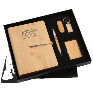 ชุดของขวัญไม้ไผ่แบบกำหนดเอง: แฟลชไดรฟ์ USB พร้อมโลโก้, สมุดบันทึก และพวงกุญแจ - ของขวัญสำหรับองค์กรที่เป็นมิตรกับสิ่งแวดล้อม - Product Image 1