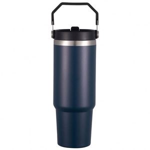 Double Wall Travel Beverage Tumbler with Side Handle, 30oz Stainless Steel <b>Insulated</b> <b>Cup</b> for Car and Office - Product Image 4