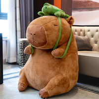 Logo personnalisé poupée en peluche Capybara portant une tortue géante grande taille nez qui coule Capybara en peluche dessin animé décoration d'oreiller
