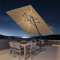 Parasols de plage LED en gros Parasols d'extérieur Protection solaire Design contemporain 3M*3M Aluminium haut de gamme Commercial Cour Hôtel