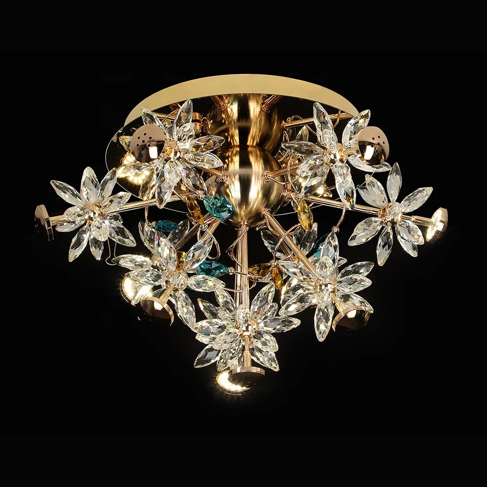 Vente directe d'usine fleur de cristal de luxe pour lustre de plafond de chambre à coucher