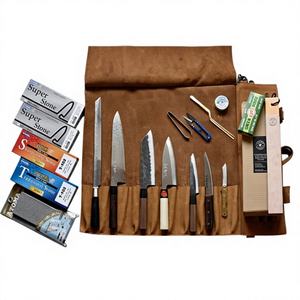 Étui de rangement pour couteaux en cuir véritable de qualité supérieure, anti-odeur, pour chef professionnel, utilisation en cuisine LBKR-0012 - Product Image 1