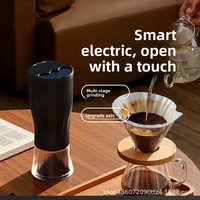 Moulin à café électrique miniature en plastique Aikelong - Petit moulin à grains de café avec logo personnalisable, capacité de 50 g, multi-usages pour la maison