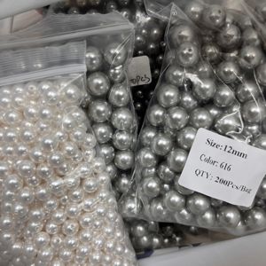 Perlas de Cristal Sintético de Imitación de Perla Negra, Redondas, con Medio Orificio, de Alta Calidad AAAAA, en Dorado, Gris y Blanco, de 4-16 mm, para la Fabricación de Joyería - Product Image 2