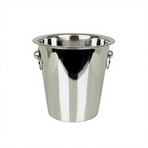 Cubo de Hielo de Acero Inoxidable con Asas para Fiestas de Vino en Hoteles, Bares y Restaurantes - Estilo Industrial Sostenible Personalizable - Product Image 1