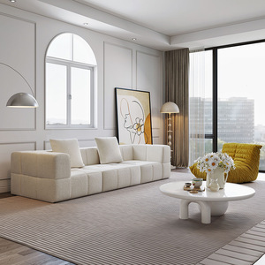 Pháp Teddy Nhung Vải Cắt <span class=keywords><strong>Sofa</strong></span> Cho Hiện Đại Căn Hộ Nhỏ Kem Phong Cách Cho Phòng Khách Hàng Thẳng Nén - Product Image 4