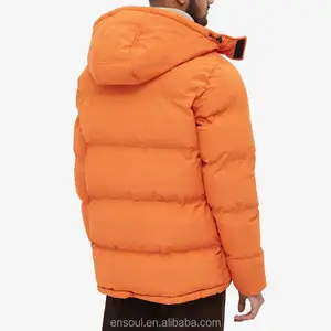 Factory Custom Logo Winter 100% Cotton Orange Blank Thick Windproof Sports Plain Puffer Jacket For Men