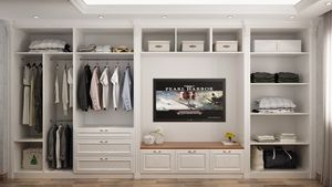 High-End Modern Solid <b>Wood</b> Bedroom Wardrobe Customizable Bedside Wall Panel <b>Dressing</b> <b>Table</b> Side Cabinet-Eco-Friendly Large - Product Image 3