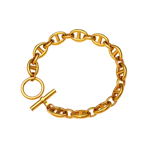 2023 trendy 18k gold plated stainless steel chain bracelet OT toggle pig nose bracelet cuban link chain bracelet