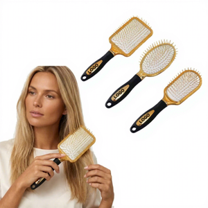 Cepillo de Pelo de Alta Gama con Logotipo Personalizado, Dorado, con Cojín de Aire, para Masaje Capilar, Sin Enredar Nudos, Set en Caja - Product Image 1