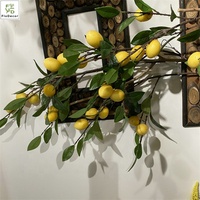 Vente en gros de haute qualité 9 têtes branches de citronnier artificielles mousse baies tiges de fruits maison boutique Restaurant décoration de mariage